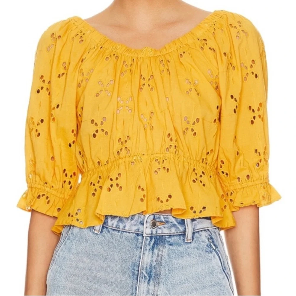 Free People Gardenia Eyelet Summer Top, NEW